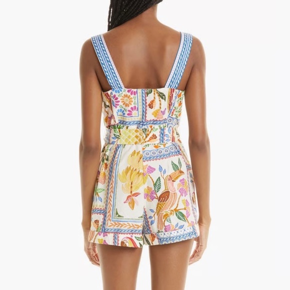 FARM Rio Tropical Tiles Squareneck Belted Romper - Picture 2 of 6